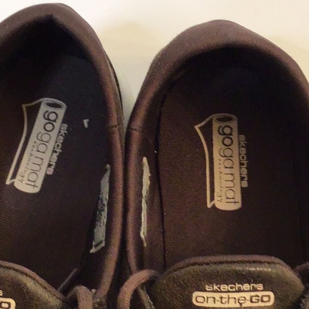 SKECHERS GOGO MAT BROWN LEATHER TEXTILES UPPER SHOES SZ 9 - Picture 7 of 13